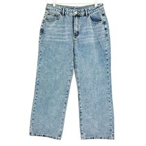 Women's Wide Leg Baggy Denim Jeans Size XL (W33XL30) High Rise Acid Wash NWOT